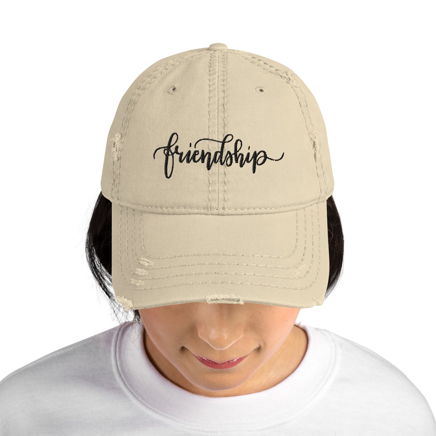 Friendship (black) Distressed Dad Hat