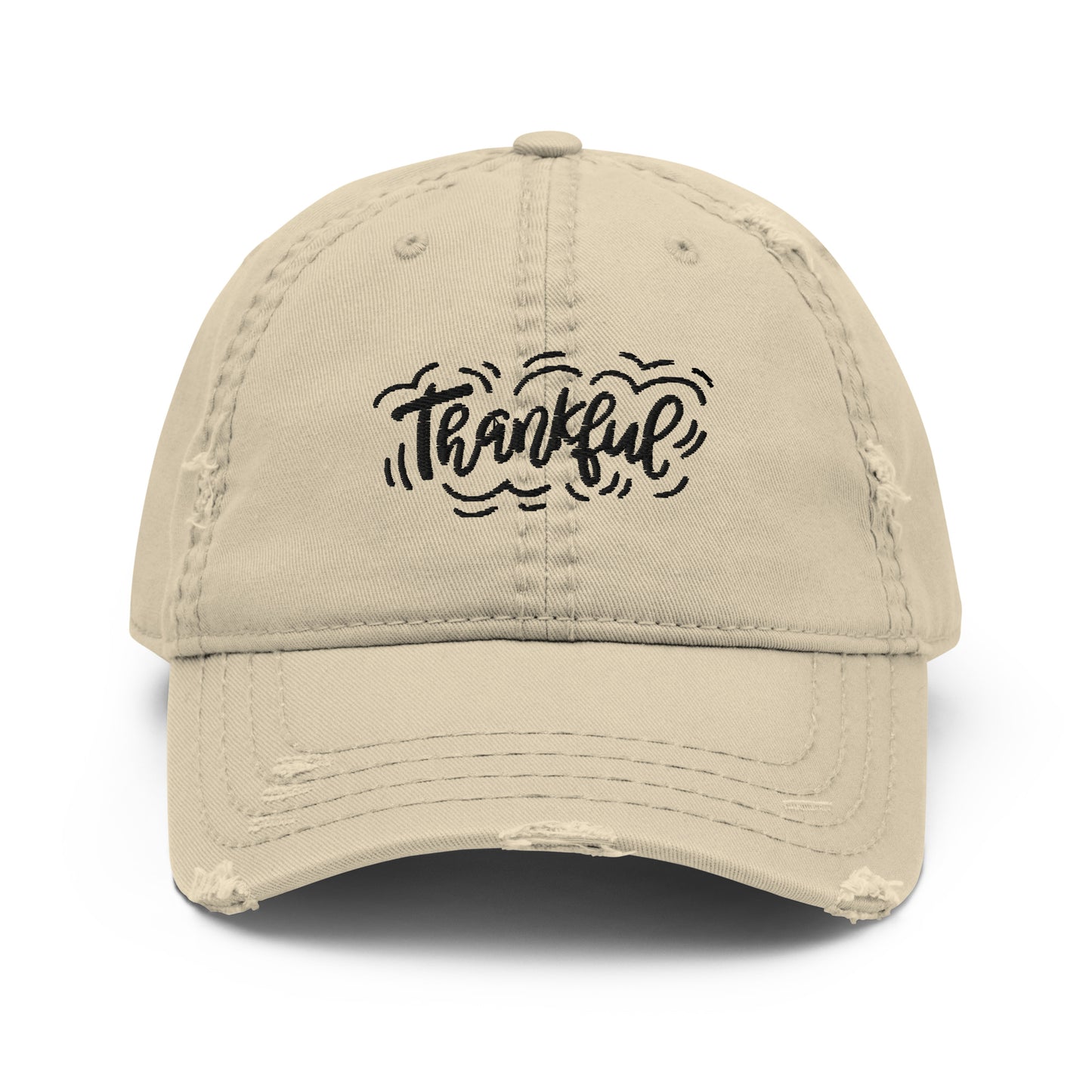 Thankful (black) Distressed Dad Hat