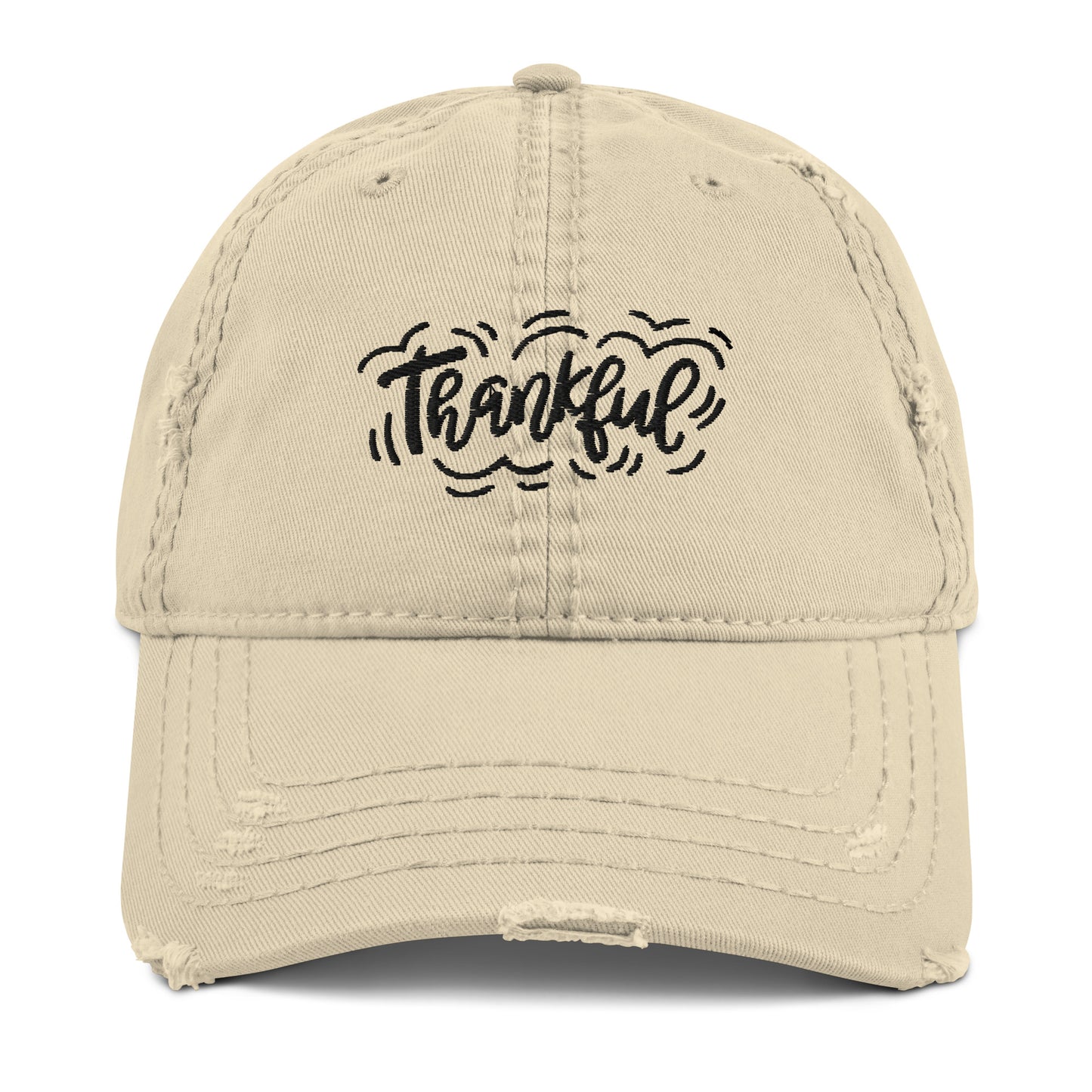 Thankful (black) Distressed Dad Hat