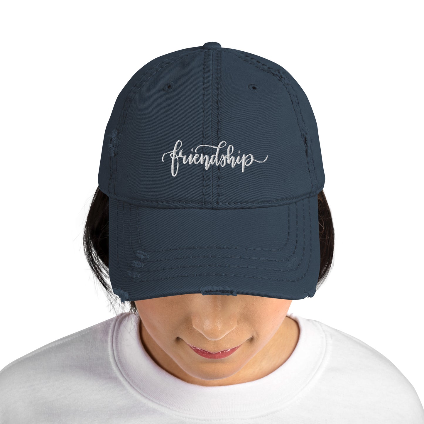 Friendship (white) Distressed Dad Hat