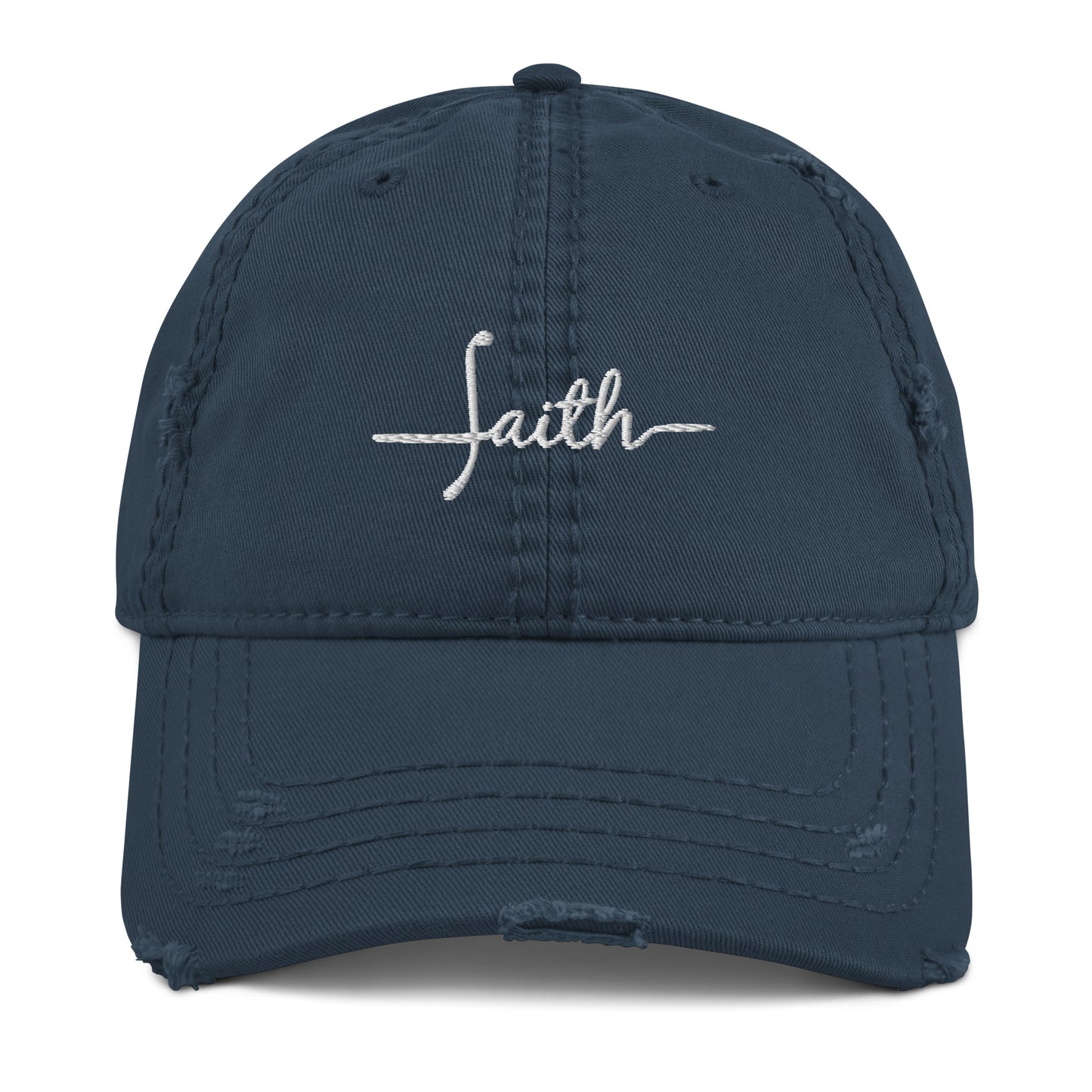 Faith (white) Distressed Dad Hat