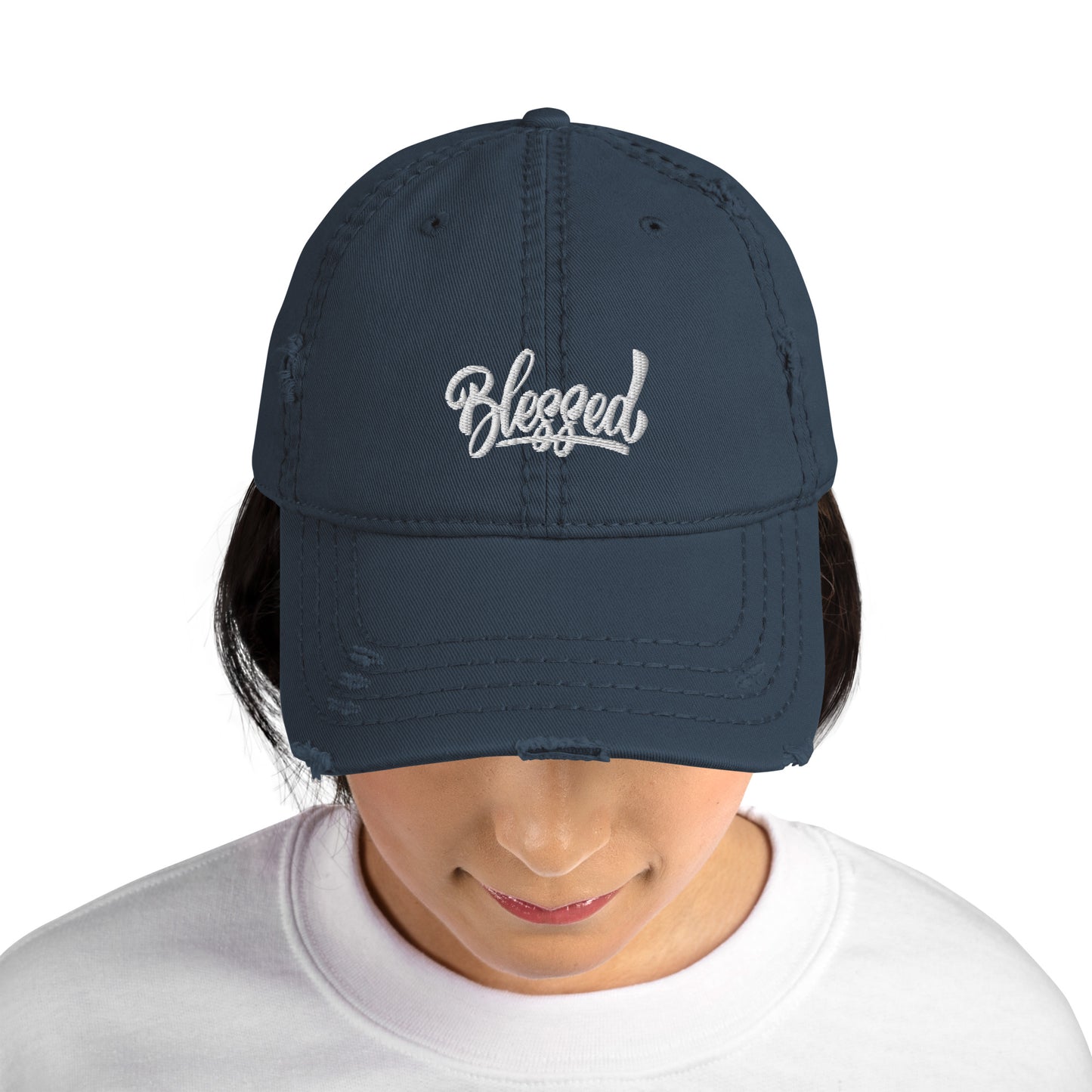 Blessed (white) Distressed Dad Hat