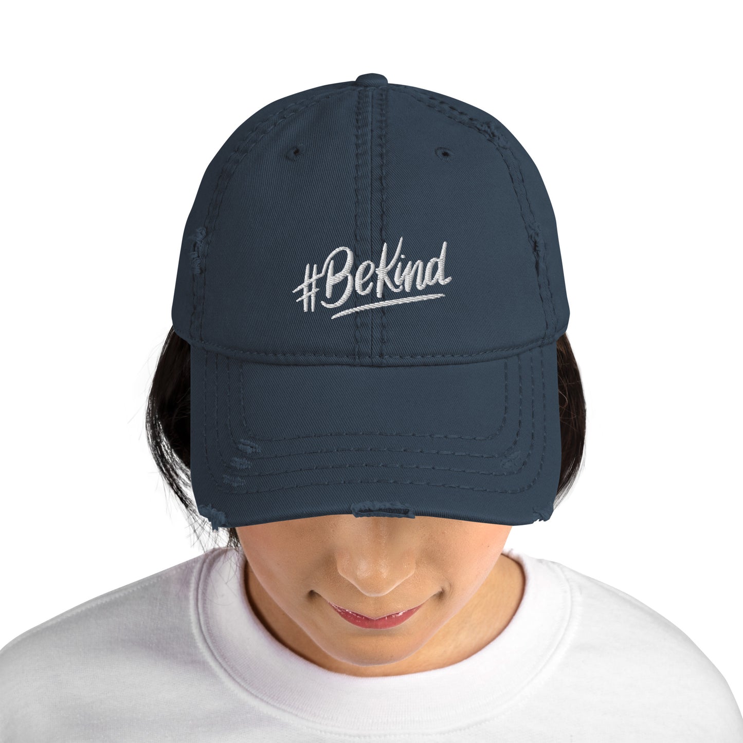 Be Kind(white) Distressed Dad Hat