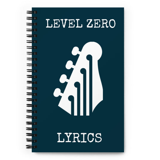 Level Zero Guitar Head Lyrics Spiral Notebook in Blue Whale