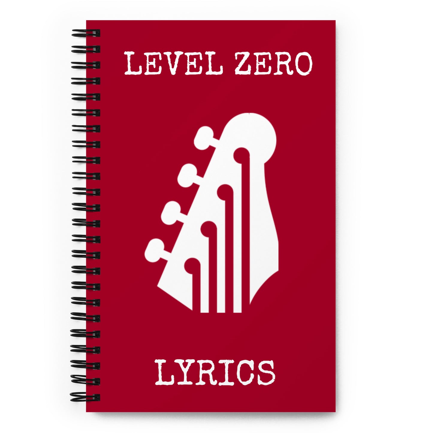 Level Zero Guitar Head Lyrics Spiral Notebook in Carmine