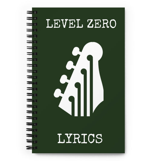 Level Zero Guitar Head Lyrics Spiral Notebook in Myrtle