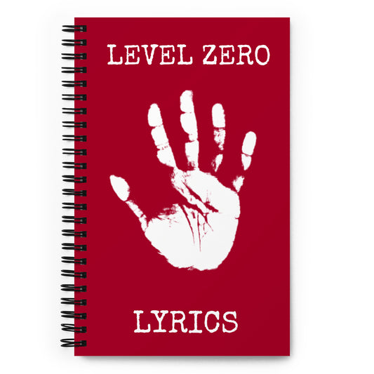 Level Zero Handprint Lyrics Spiral Notebook in Carmine