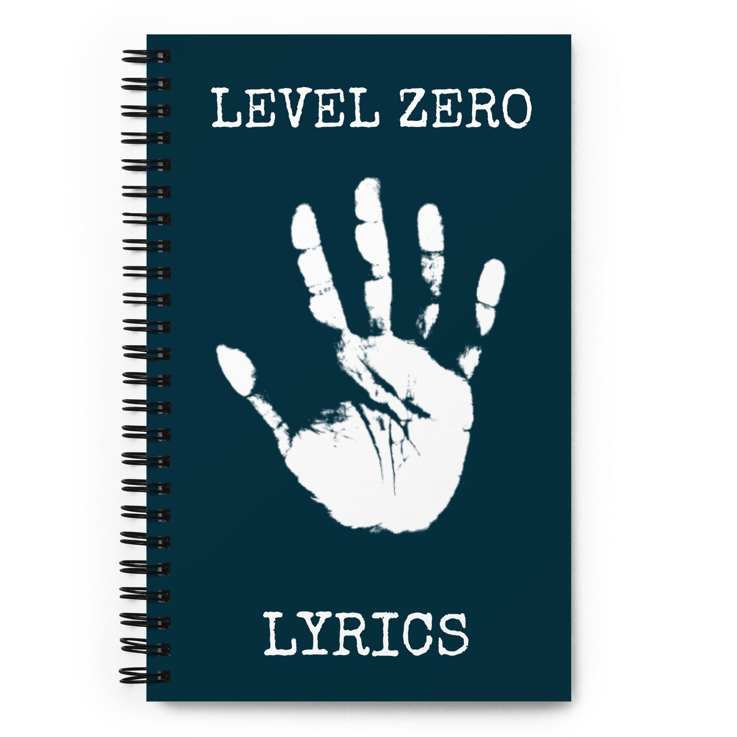 Level Zero Handprint Lyrics Spiral Notebook in Blue Whale