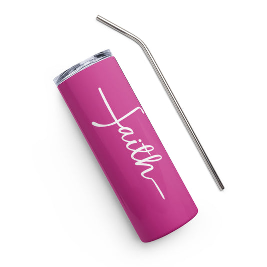 Bright Pink Faith Stainless Steel Tumbler