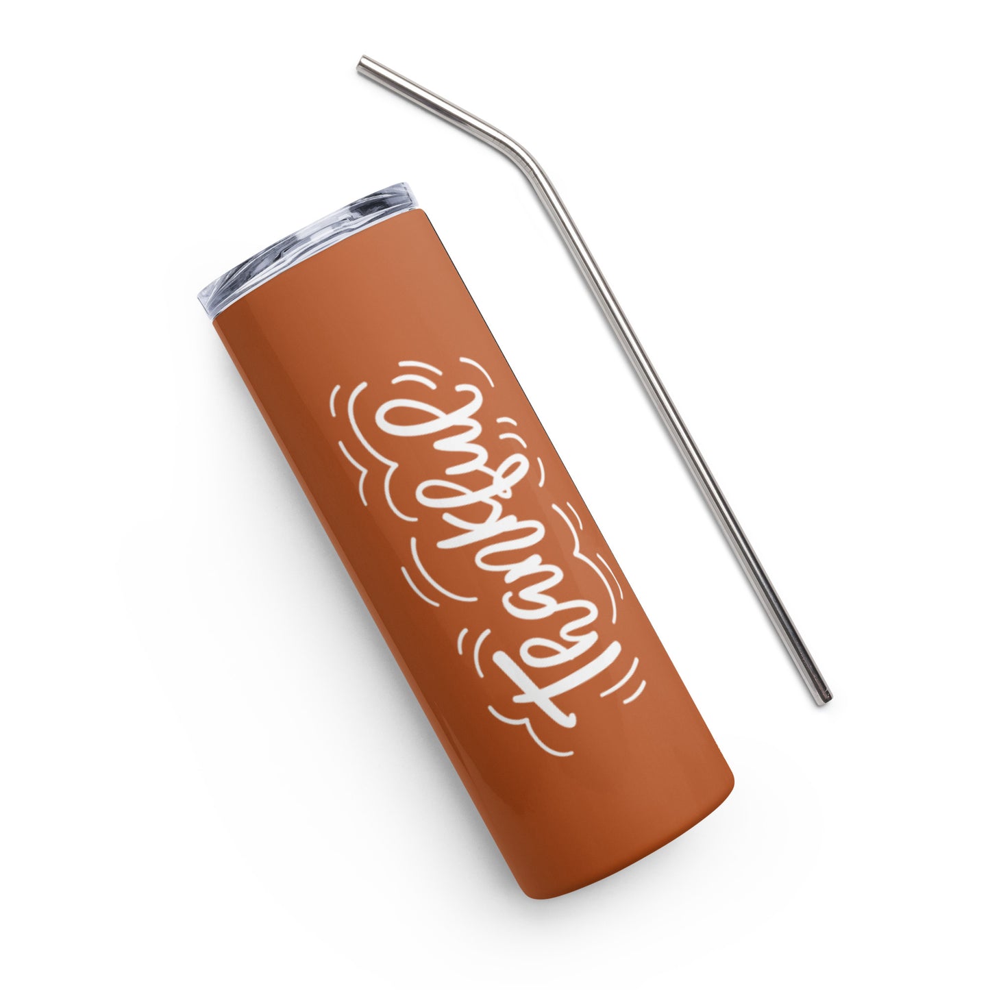 Orange Thankful Stainless Steel Tumbler