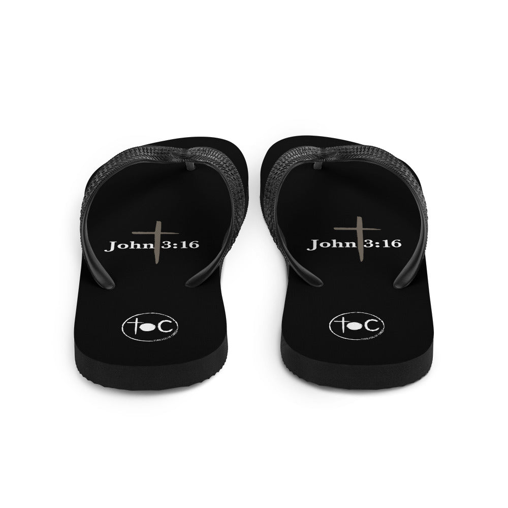 John 3:16 Brown Cross Flip-Flops