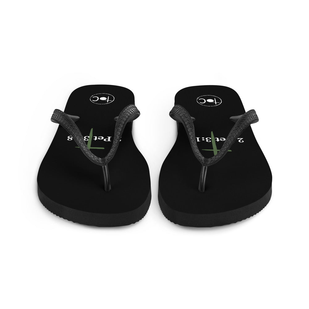 2 Pet 3:18 Green Cross Flip-Flops