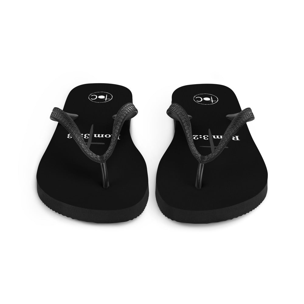 Rom 3:23 Dark Gray Cross Flip-Flops