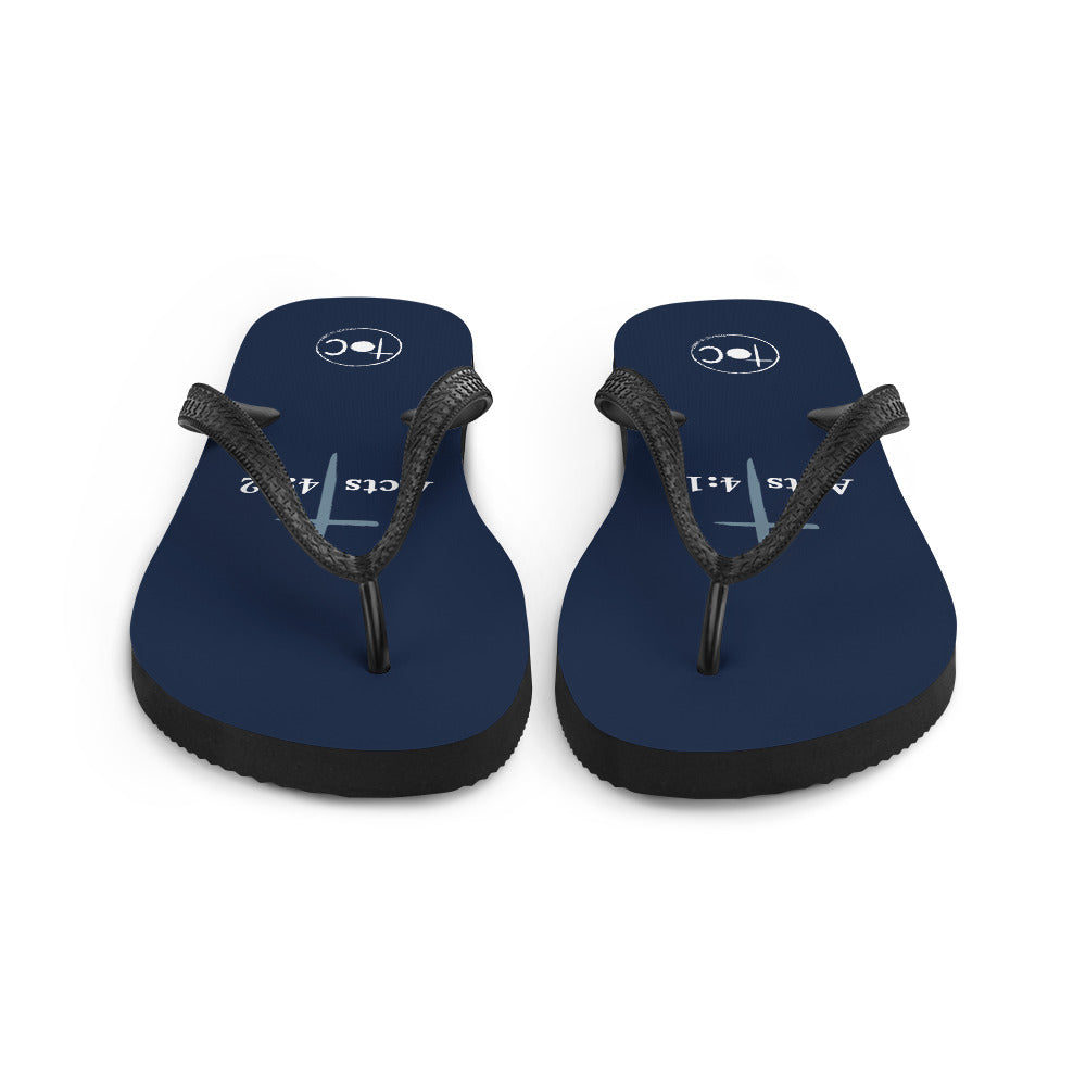 Acts 3:12 Dark Blue Flip-Flops