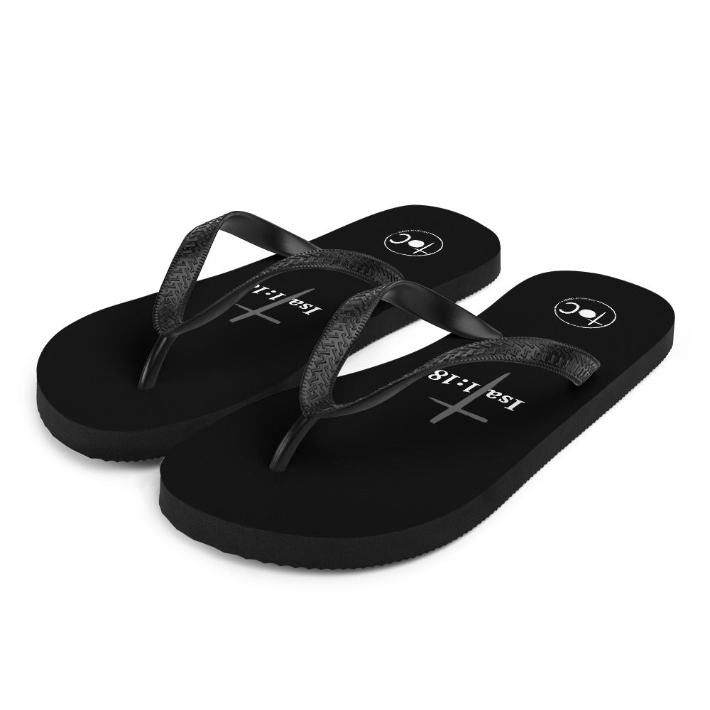 Isa 1:18 Light Gray Cross Flip-Flops