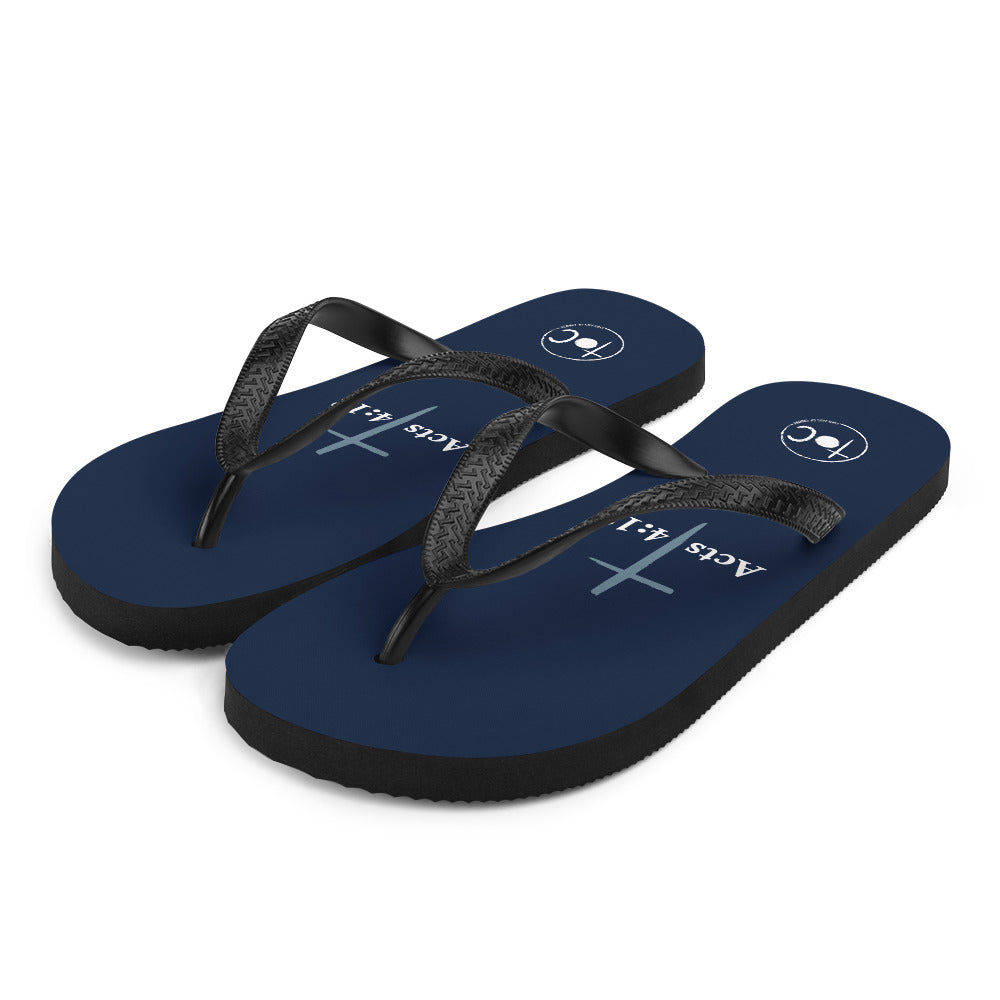 Acts 3:12 Dark Blue Flip-Flops