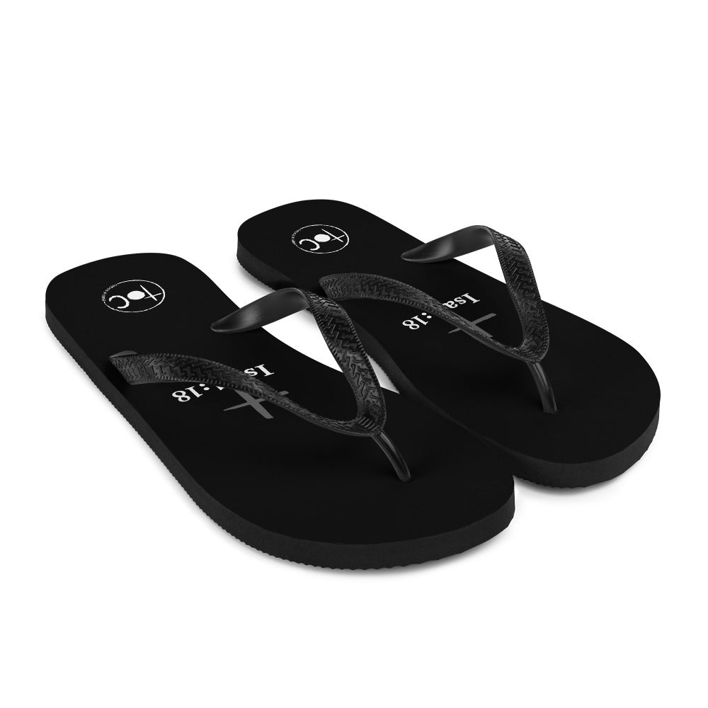 Isa 1:18 Light Gray Cross Flip-Flops