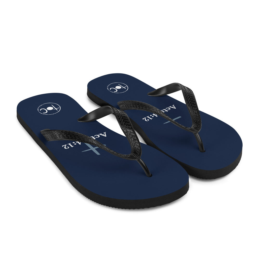 Acts 3:12 Dark Blue Flip-Flops