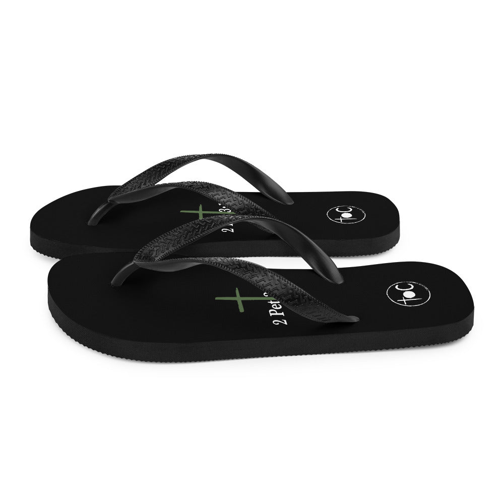 2 Pet 3:18 Green Cross Flip-Flops