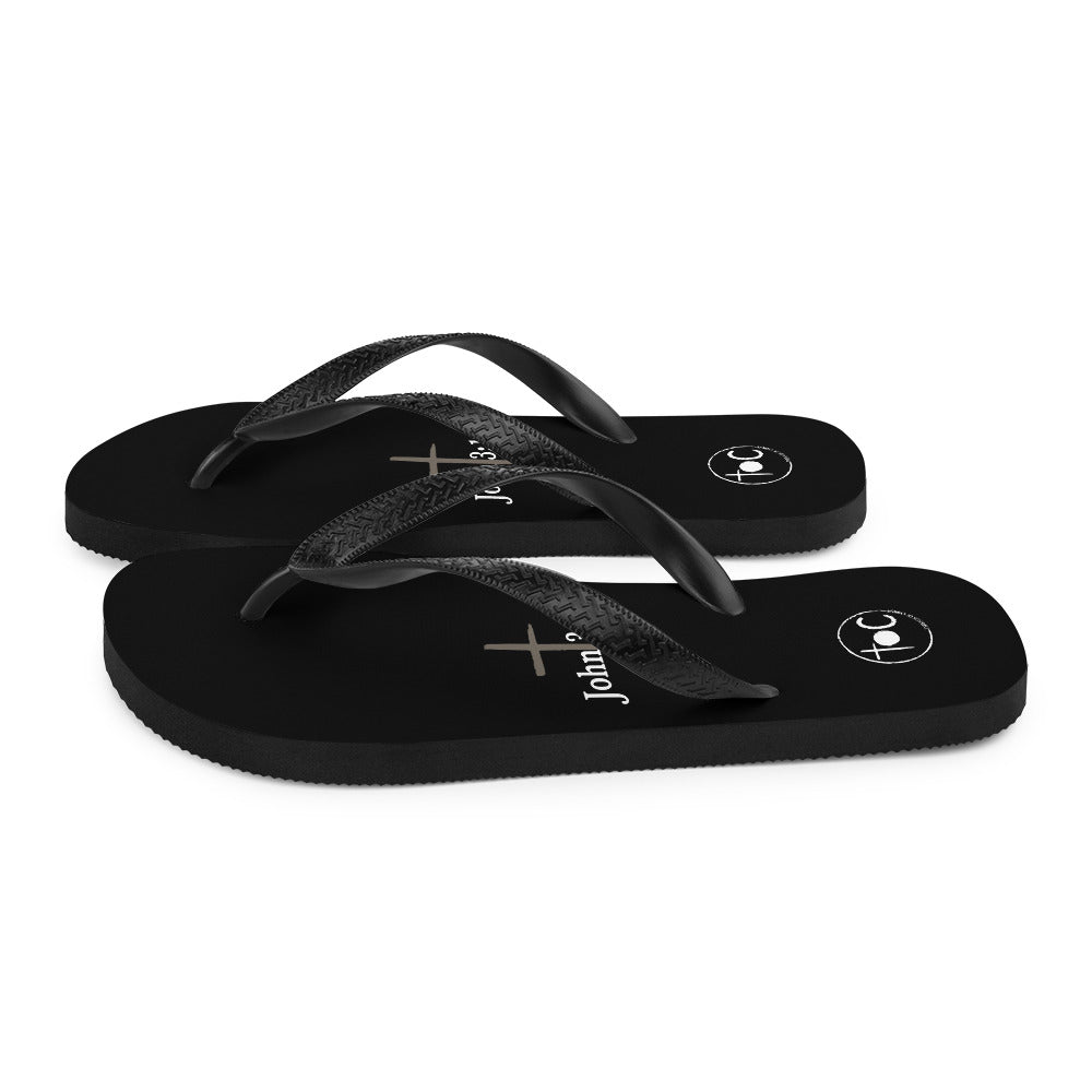 John 3:16 Brown Cross Flip-Flops