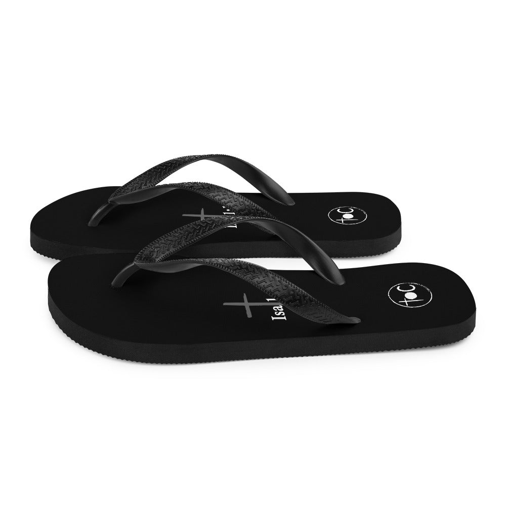 Isa 1:18 Light Gray Cross Flip-Flops