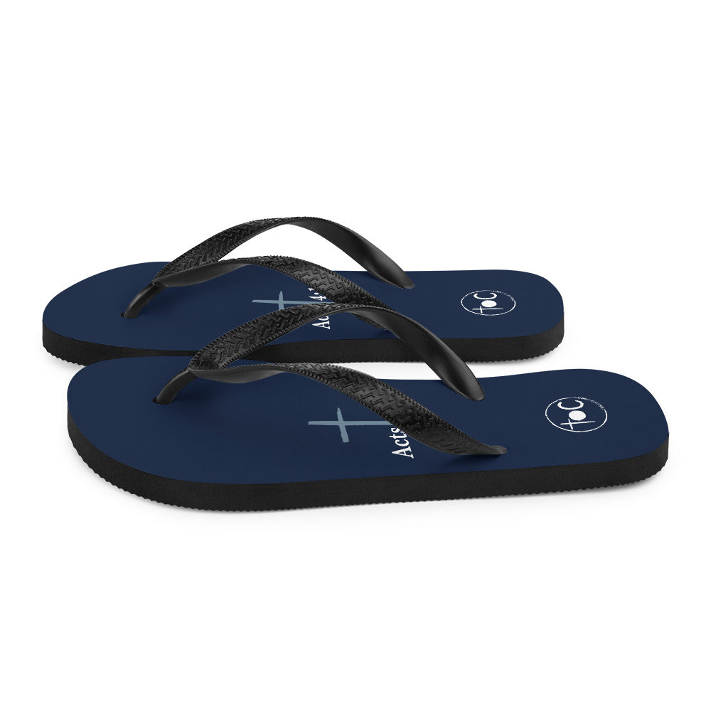 Acts 3:12 Dark Blue Flip-Flops