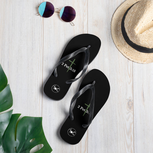 2 Pet 3:18 Green Cross Flip-Flops