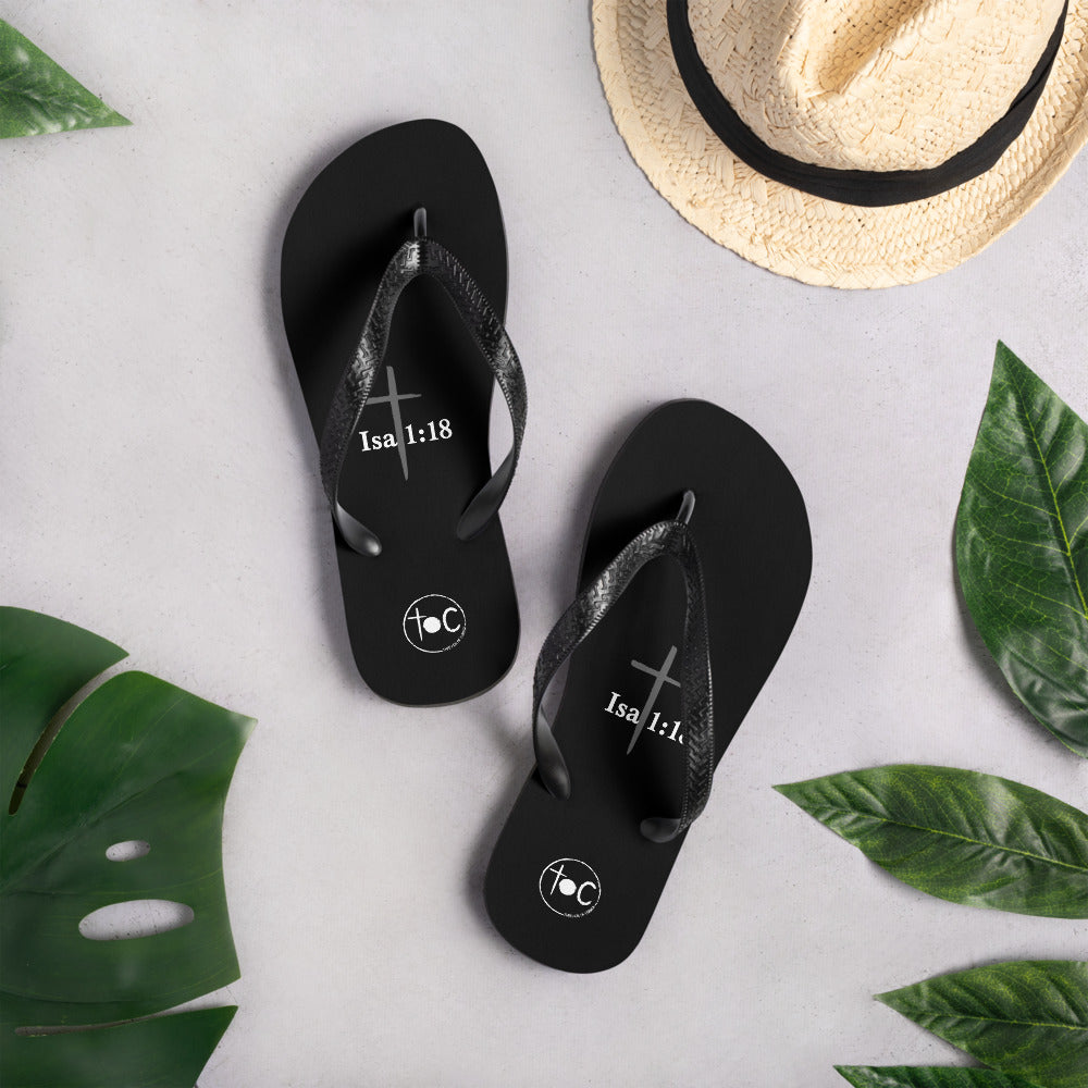 Isa 1:18 Light Gray Cross Flip-Flops