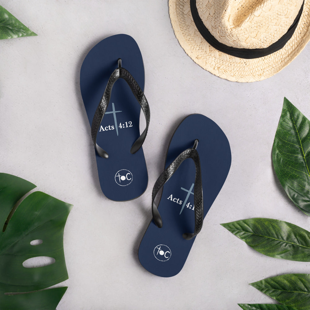 Acts 3:12 Dark Blue Flip-Flops