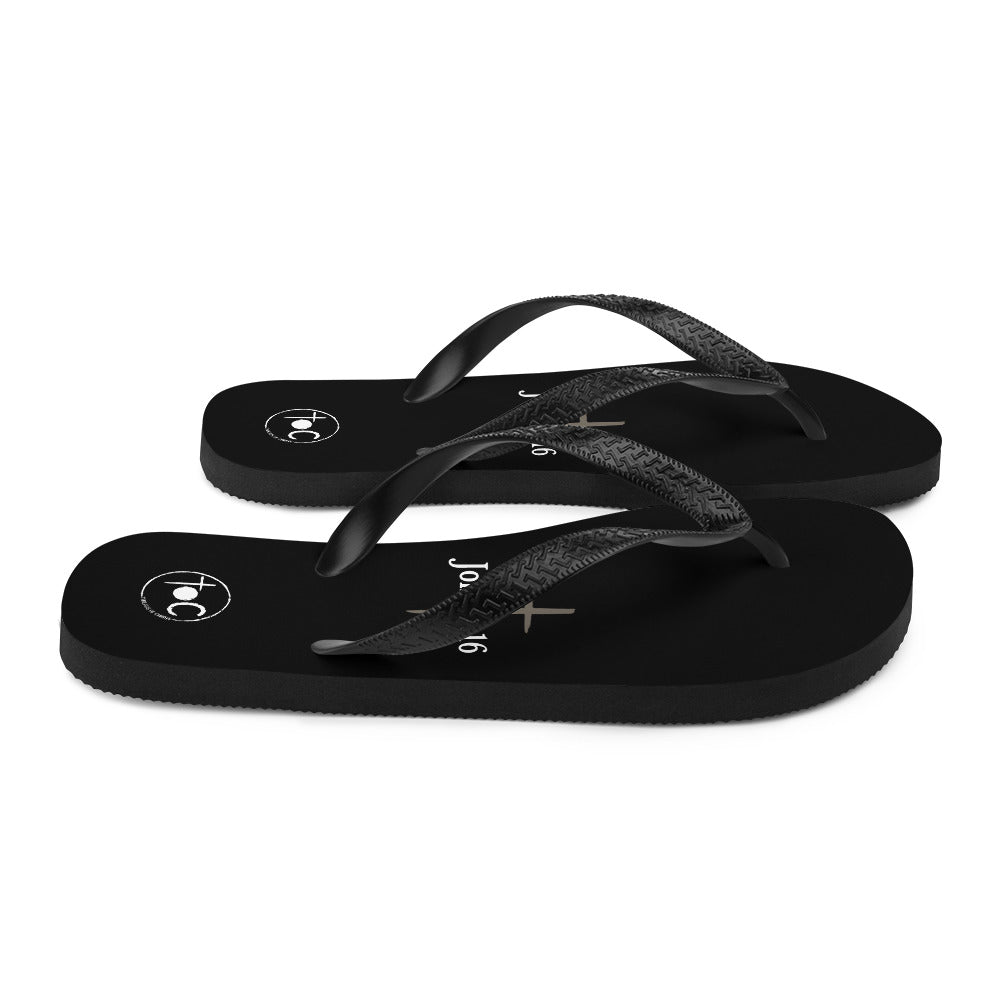 John 3:16 Brown Cross Flip-Flops