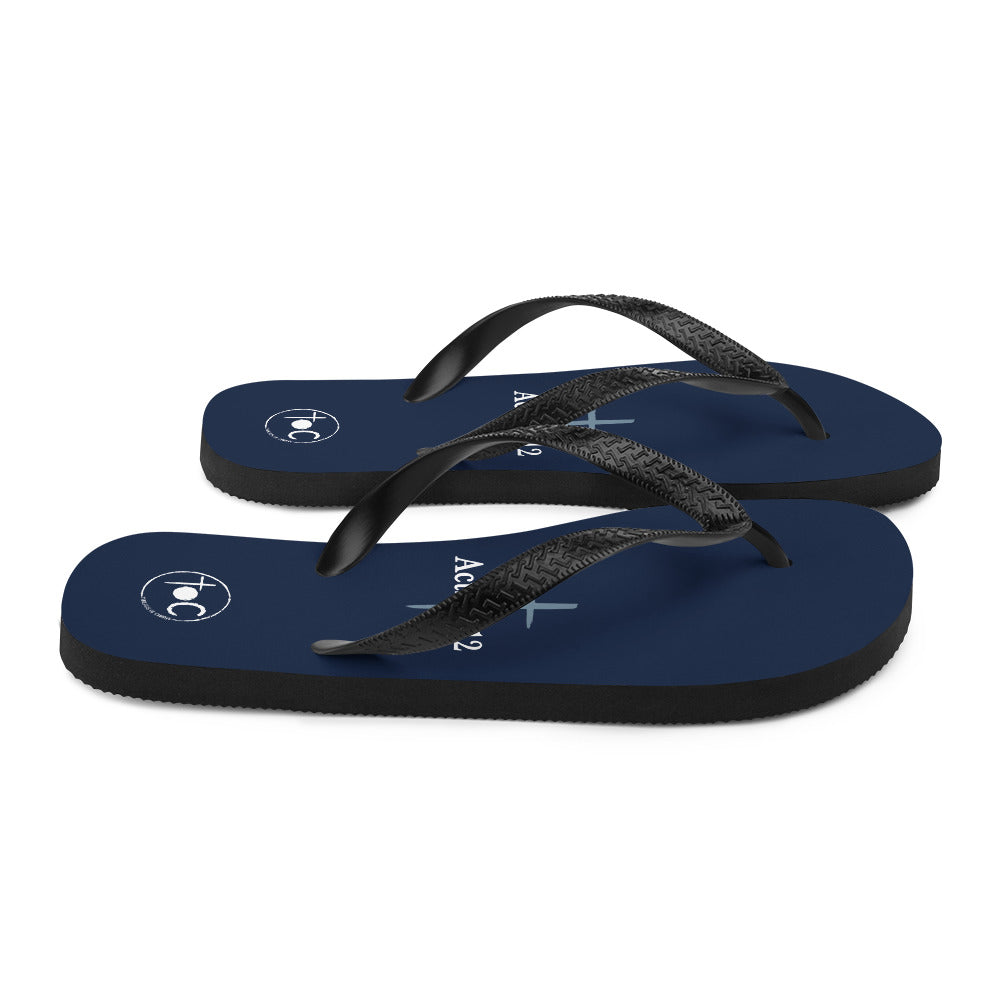 Acts 3:12 Dark Blue Flip-Flops