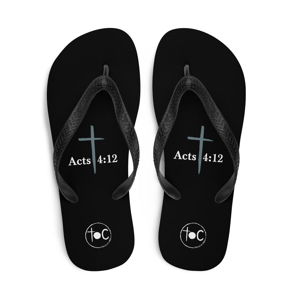 Acts 4:12 Blue Cross Flip-Flops