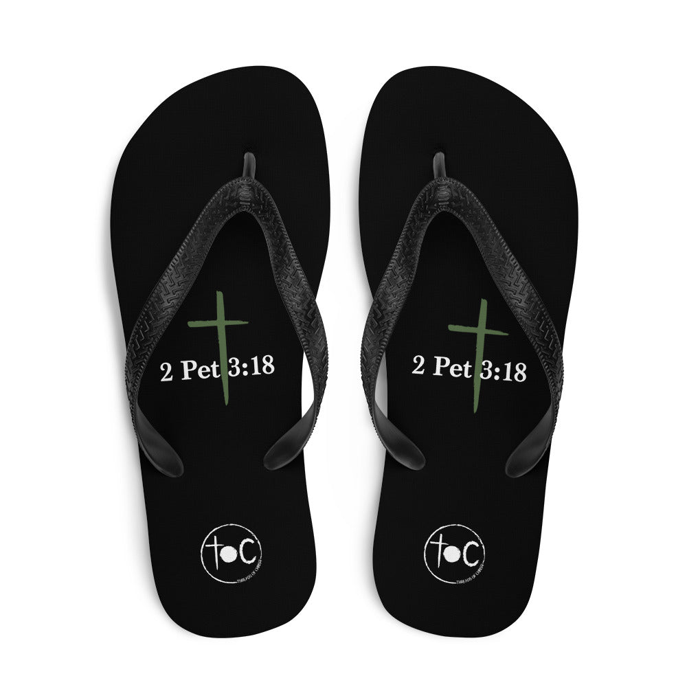 2 Pet 3:18 Green Cross Flip-Flops