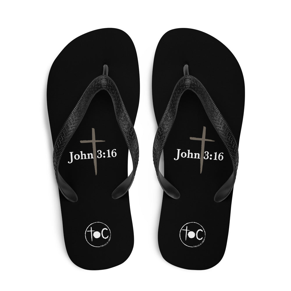 John 3:16 Brown Cross Flip-Flops