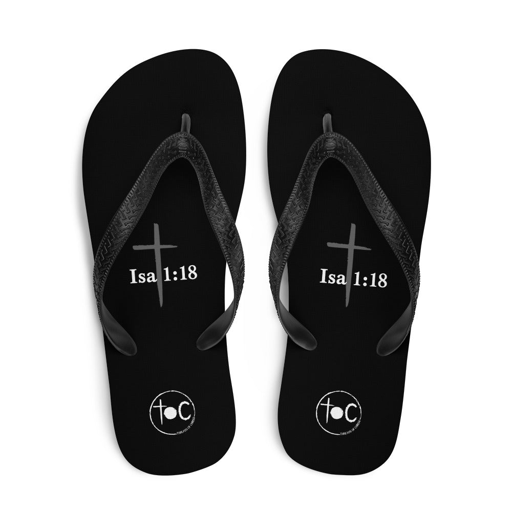 Isa 1:18 Light Gray Cross Flip-Flops