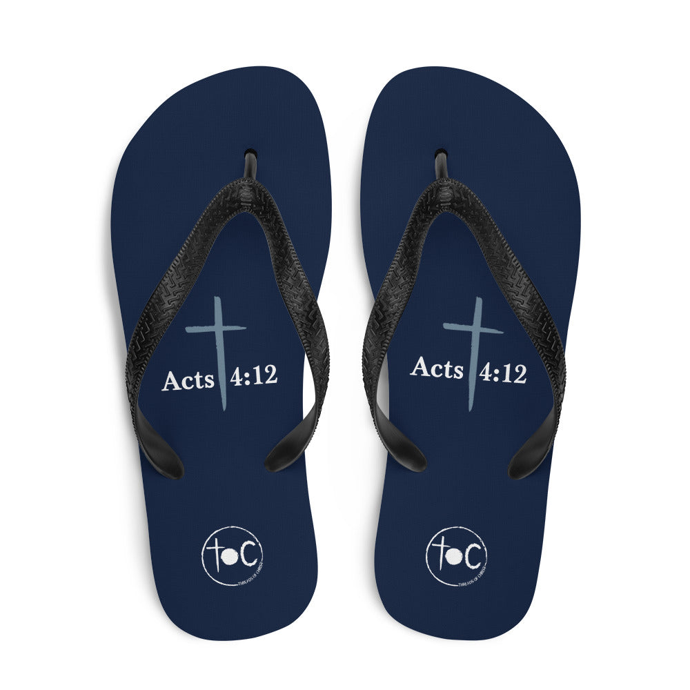 Acts 3:12 Dark Blue Flip-Flops