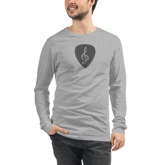 Treble Clef Pick in Heather Grey Long Sleeve Tee