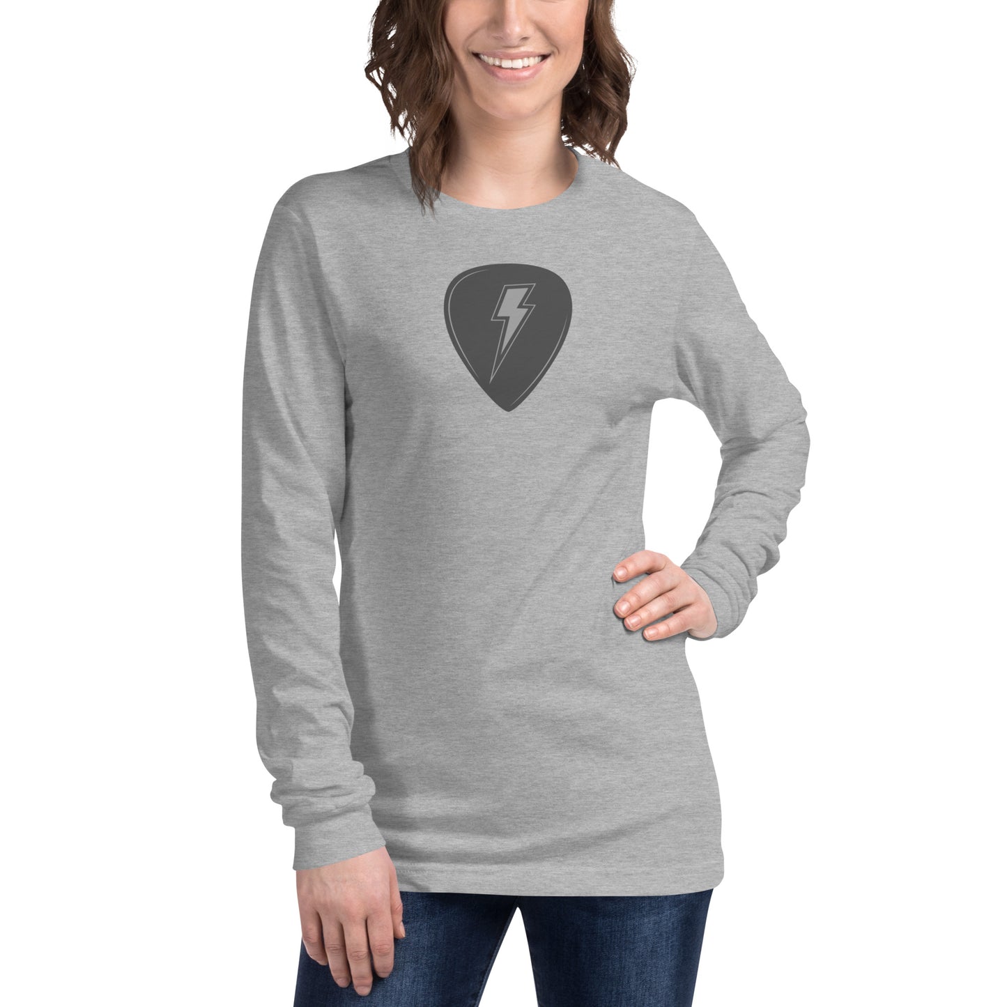 Lightning Pick in Heather Grey Long Sleeve Tee