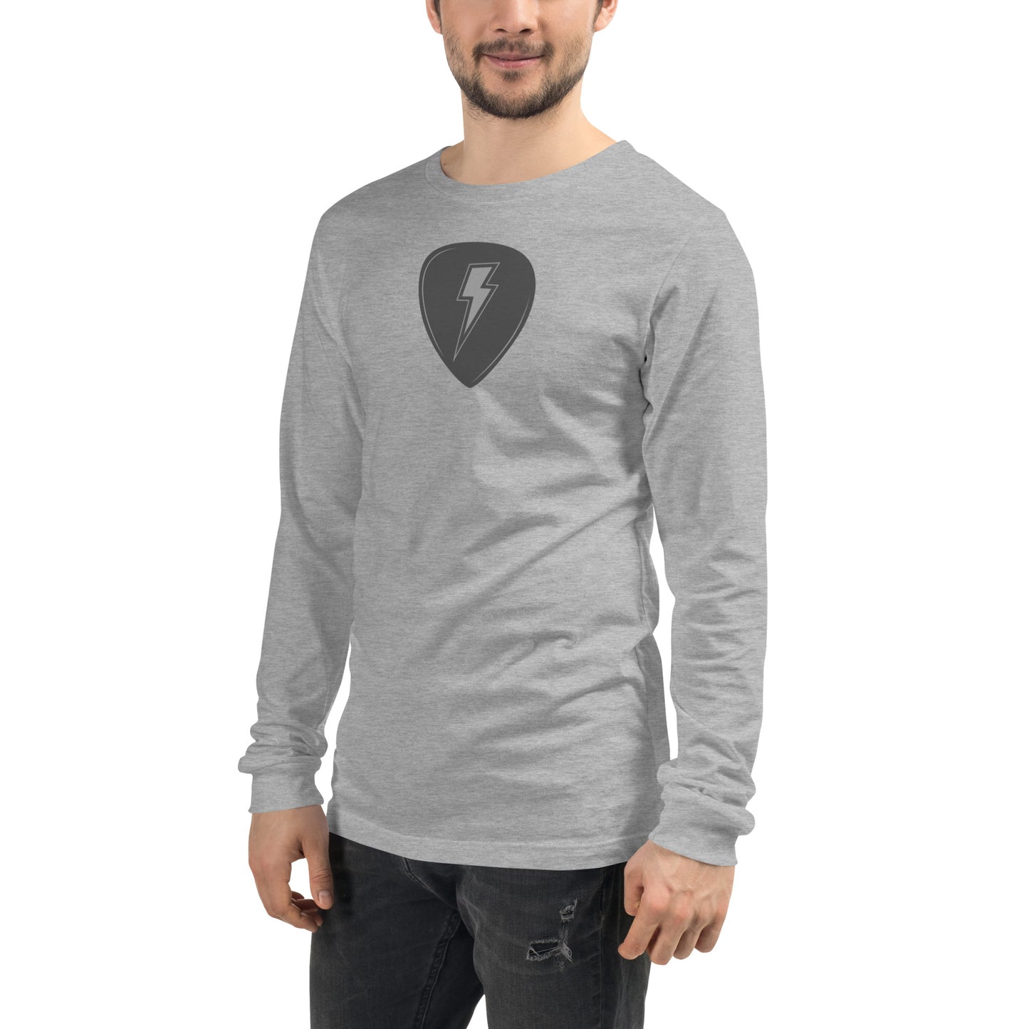 Lightning Pick in Heather Grey Long Sleeve Tee