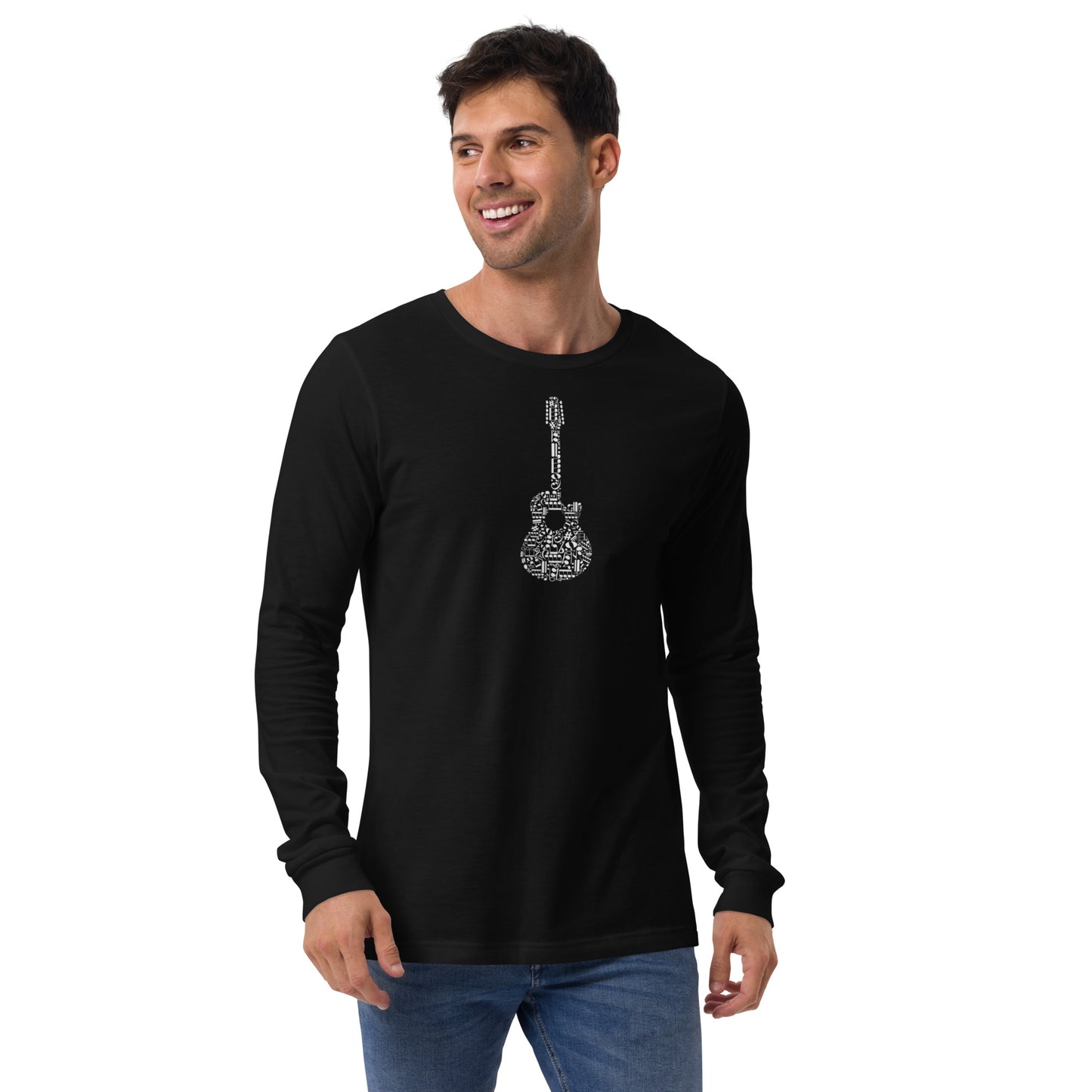 Music Notes Guitar  Long Sleeve Tee