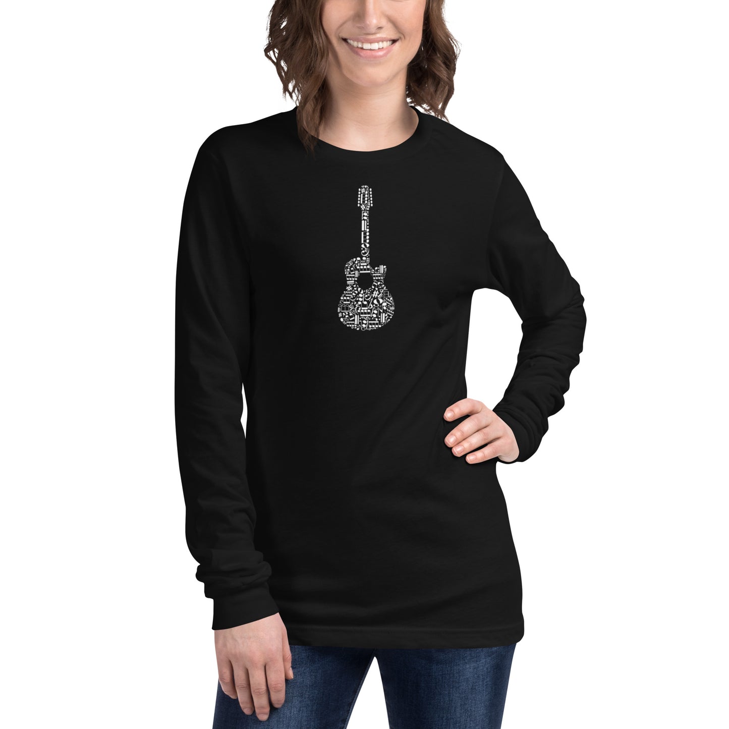 Music Notes Guitar  Long Sleeve Tee