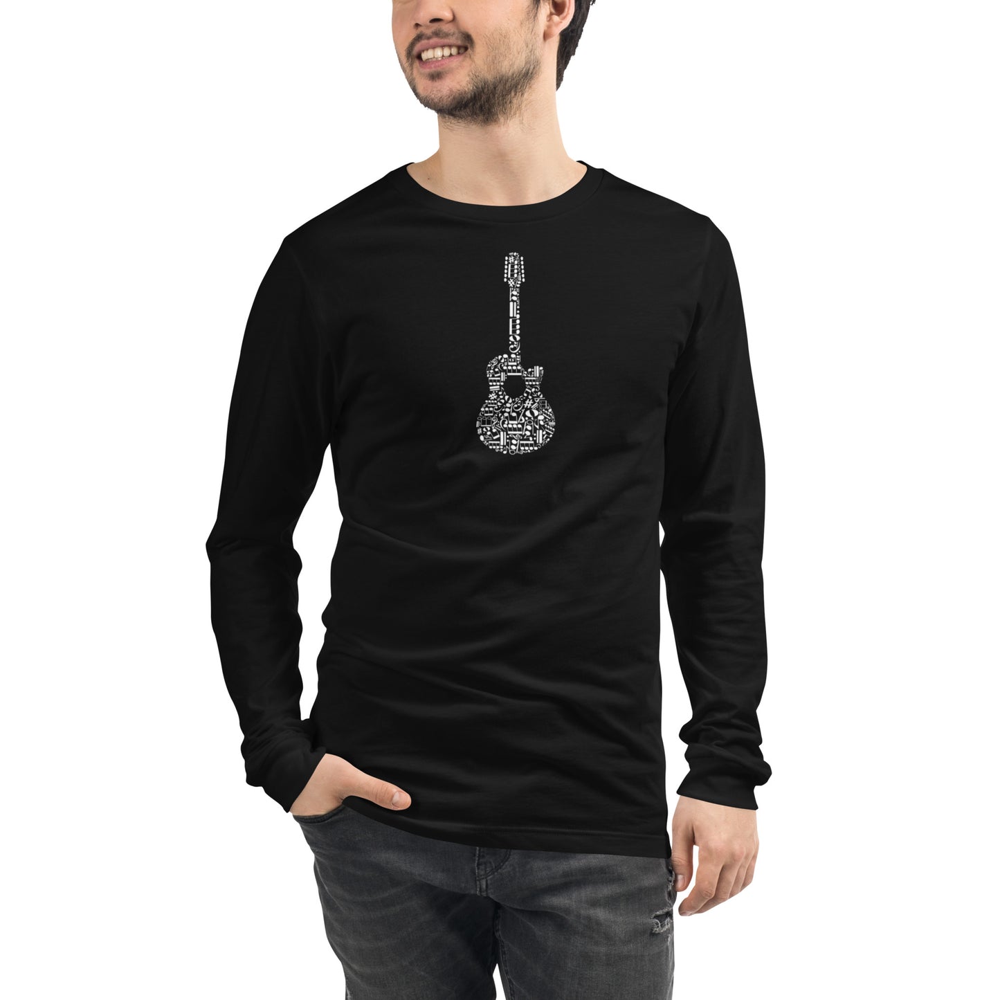 Music Notes Guitar  Long Sleeve Tee