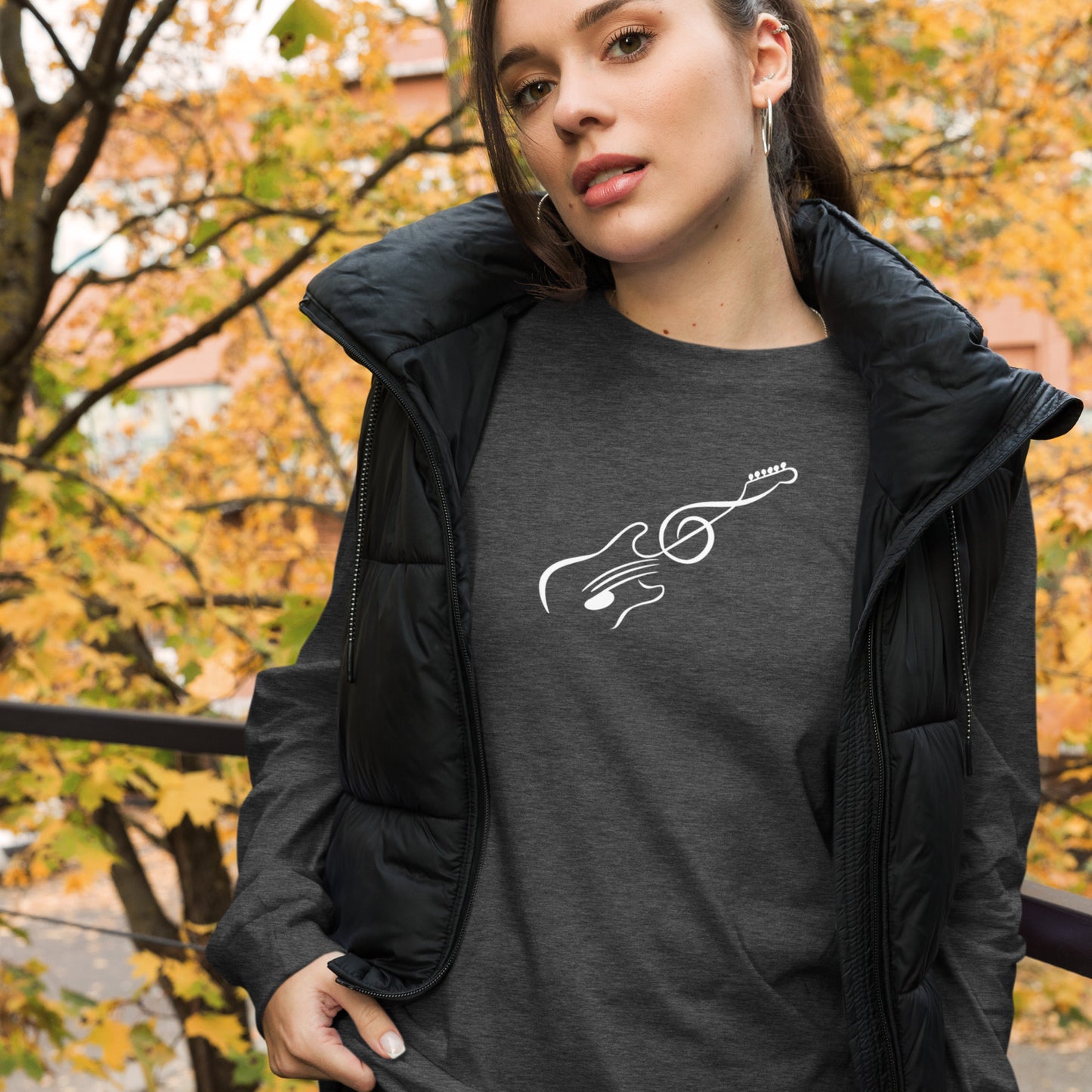 Music Note Guitar Long Sleeve Tee