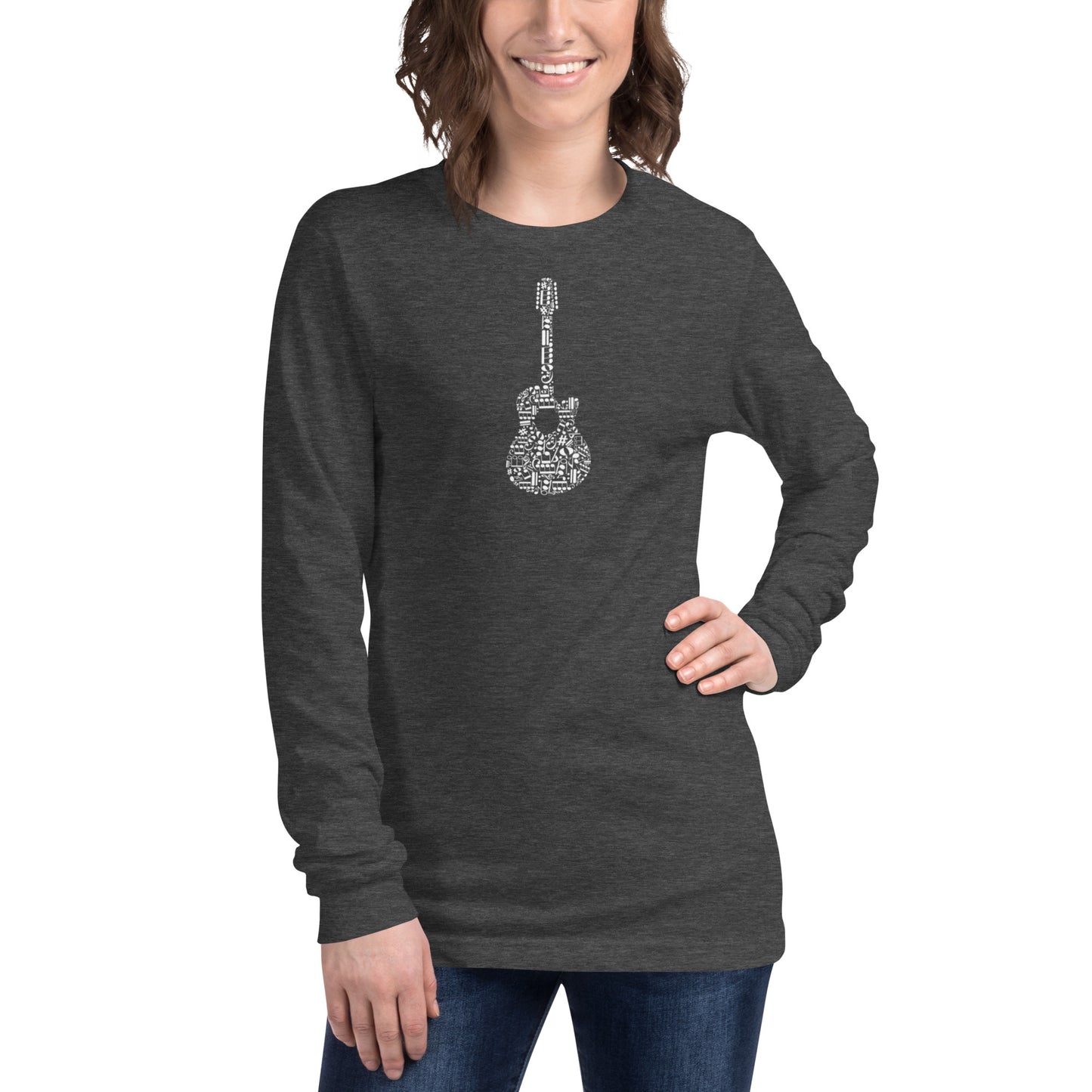 Music Notes Guitar  Long Sleeve Tee