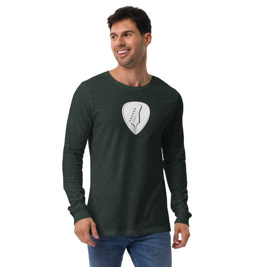 Guitar Pick in Heather Forrest Long Sleeve Tee