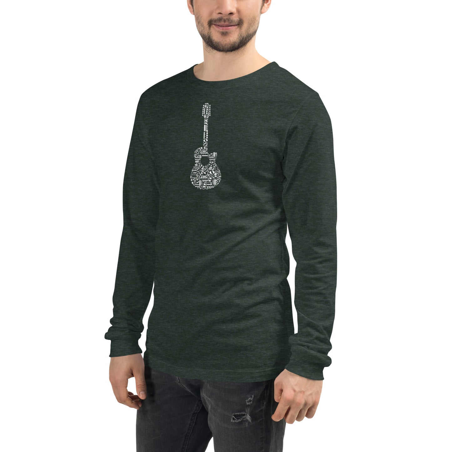 Music Notes Guitar  Long Sleeve Tee