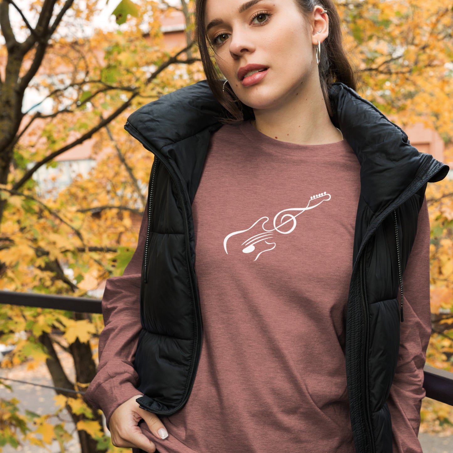 Music Note Guitar Long Sleeve Tee