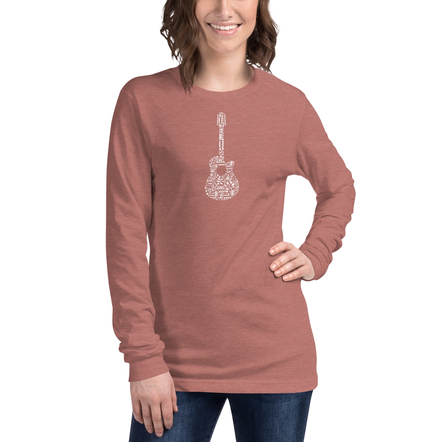 Music Notes Guitar  Long Sleeve Tee