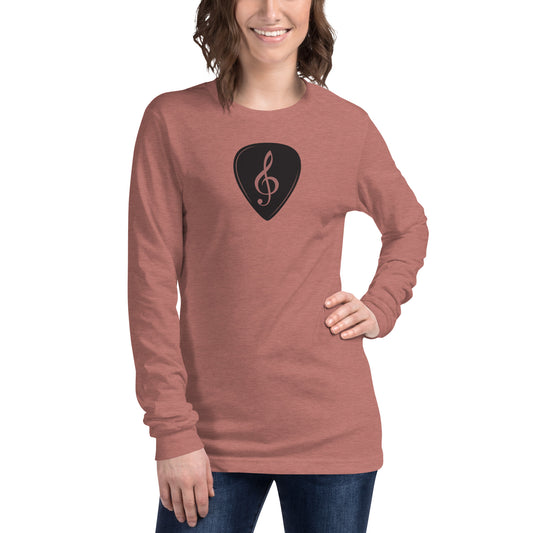 Treble Clef Pick in Heather Mauve Long Sleeve Tee