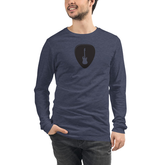 Guitar Pick in Heather Navy Long Sleeve Tee